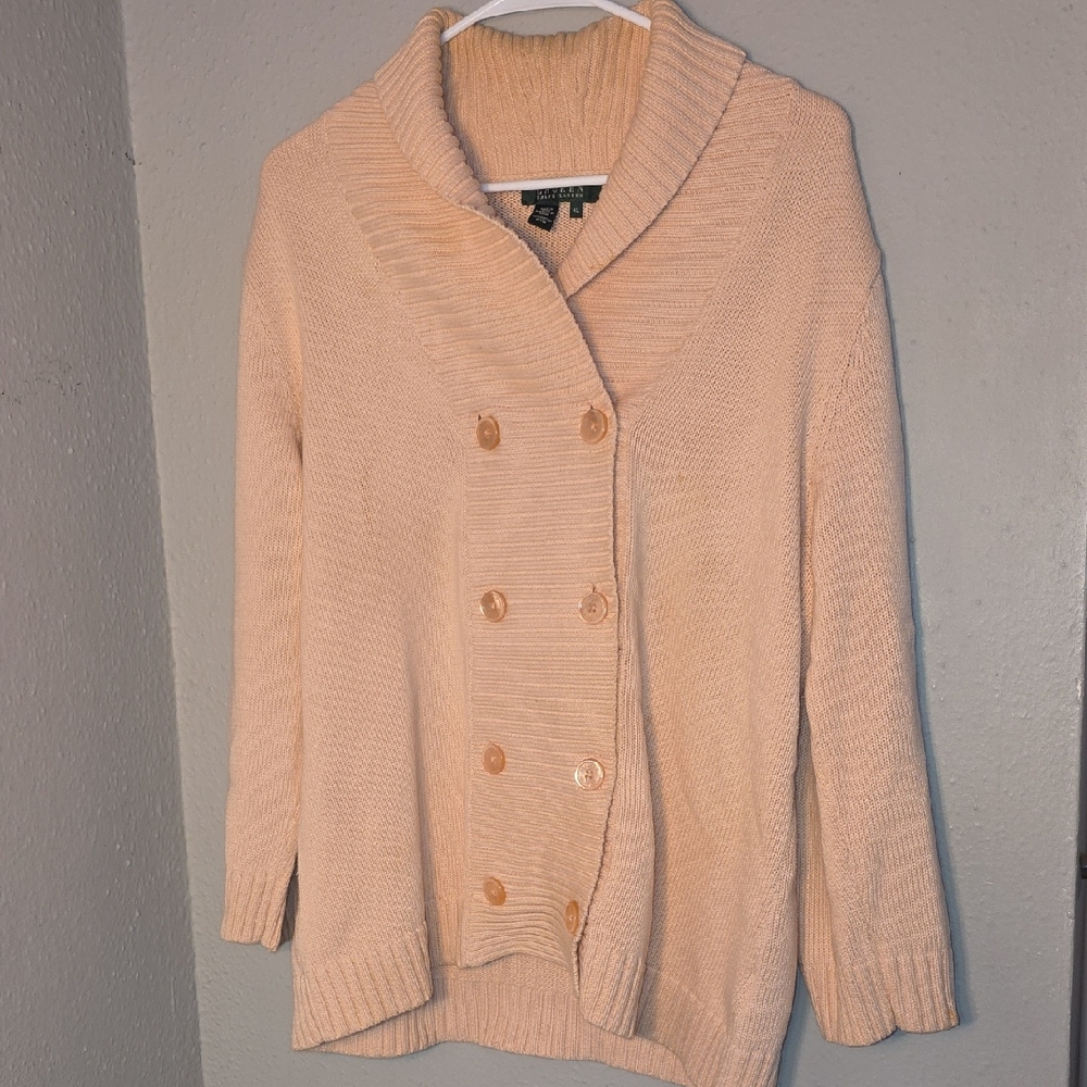 Lauren Ralph Lauren Blush Pink Cardigan Sweater (Flaw)